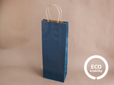 Bio papírová taška na víno MOSELA modrá 14 x 8 x 39 cm