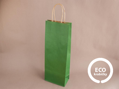Bio papírová taška na víno MOSELA zelená 14 x 8 x 39 cm