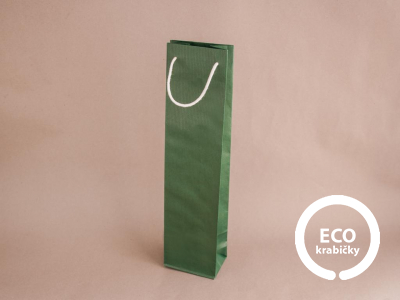 Bio papírová taška na víno BOLOGNA zelená 9,5 x 6,5 x 38 cm