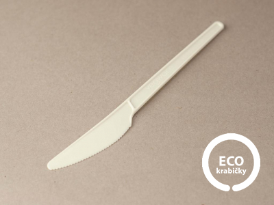 Bio plastový příborový nůž bílý 16,5 cm