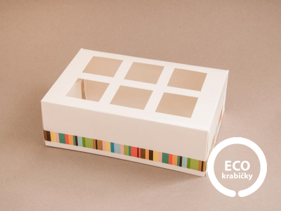 Papírový CUPCAKE box bílý 22,5 × 15 × 7,5 cm