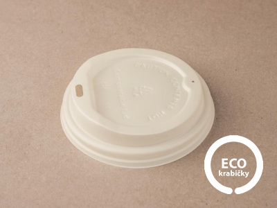 ECO CUP CPLA víčko bílé Ø89 mm/12 oz horký nápoj