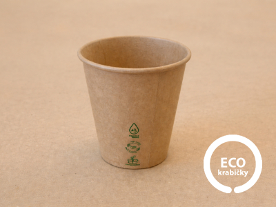 Papírový kelímek PLASTIC FREE hnědý 200 ml (8 oz)