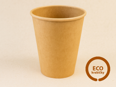 Papírový kelímek PLASTIC FREE hnědý 300 ml (12 oz)