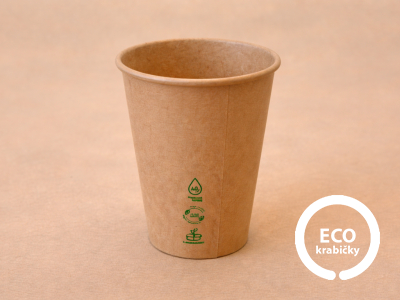 Papírový kelímek PLASTIC FREE hnědý 300 ml (12 oz)