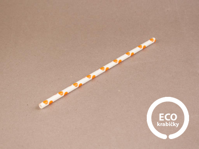 Papírové brčko bílo-oranžové Ø 0,6 cm