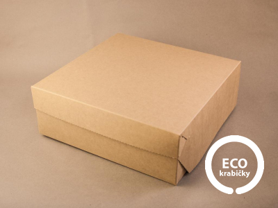 Papírová dortová krabice hnědá 28 × 28 × 10 cm