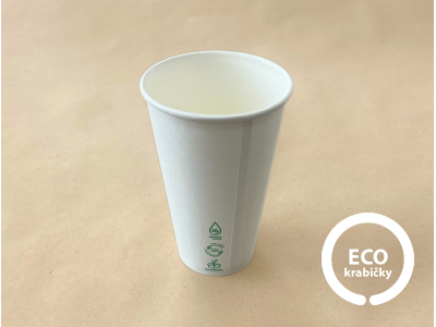 Papírový kelímek PLASTIC FREE bílý 400 ml (16 oz)