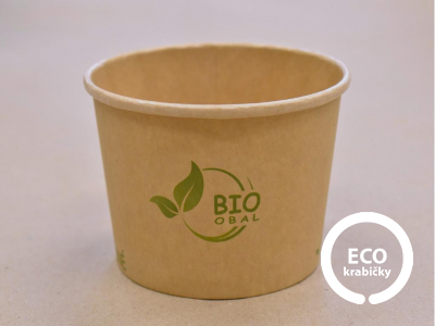 Bio papírová miska hnědá na polévku 500 ml (16 oz)