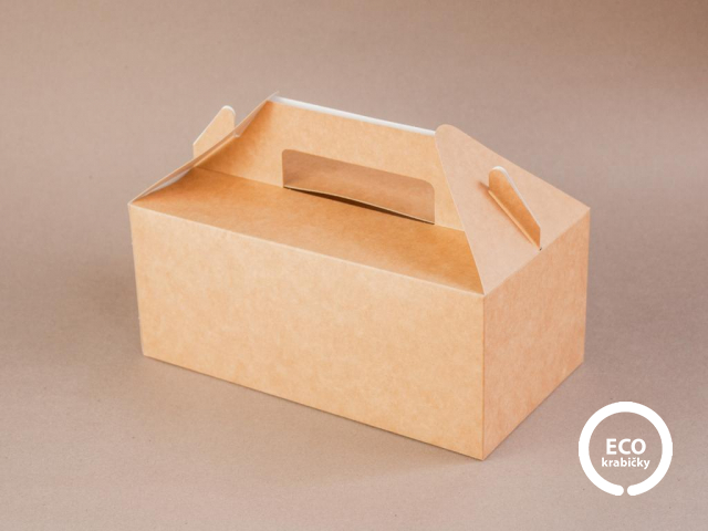 Papírový box s držadlem hnědý 22,8 × 12,2 × 9,7 cm