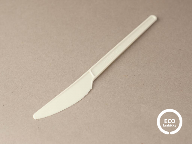 Bio plastový příborový nůž bílý 16,5 cm