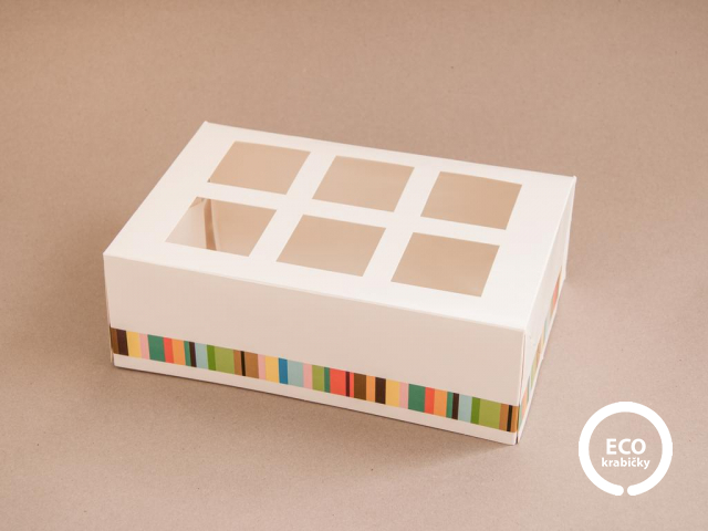 Papírový CUPCAKE box bílý 22,5 × 15 × 7,5 cm