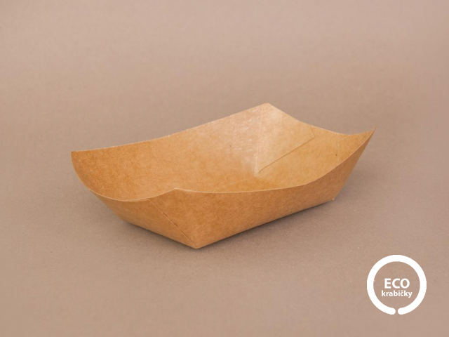 Bio papírový podnos KRAFT 16,5×13,5×4,3 cm (400ml)