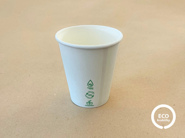 Papírový kelímek PLASTIC FREE bílý 200 ml (8 oz)