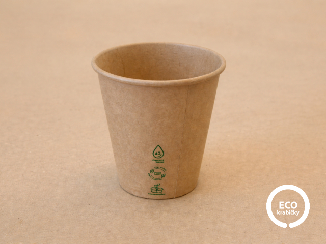 Papírový kelímek PLASTIC FREE hnědý 200 ml (8 oz)