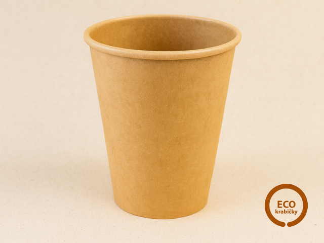 Papírový kelímek PLASTIC FREE hnědý 300 ml (12 oz)