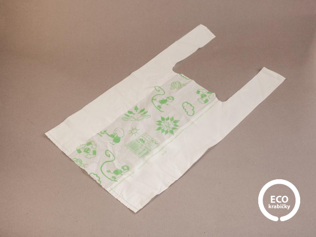 Bio taška kukuričný škrob 28+14×50 cm bíla