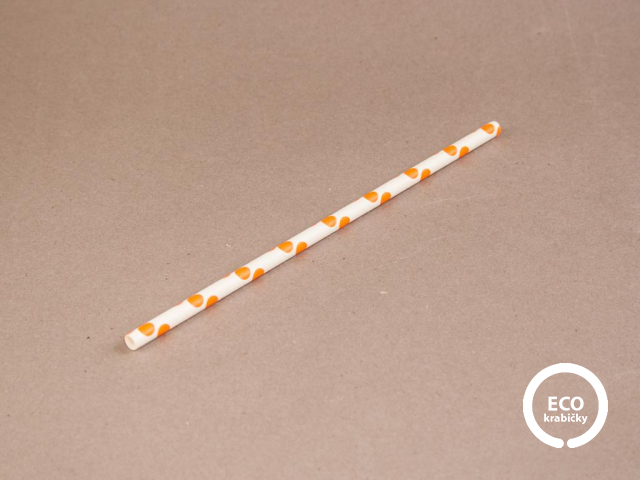 Papírové brčko bílo-oranžové Ø 0,6 cm