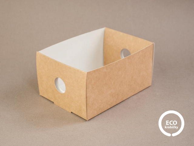 Papírový box na sendviče otevřený hnědý 12,5 × 7,5 × 8 cm