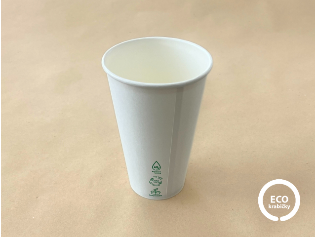 Papírový kelímek PLASTIC FREE bílý 400 ml (16 oz)