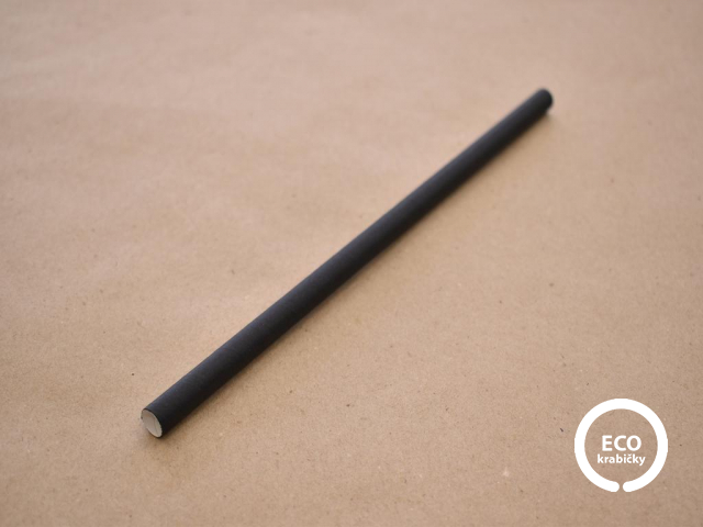 Bio papírové brčko černé 24,5 cm Ø 1 cm